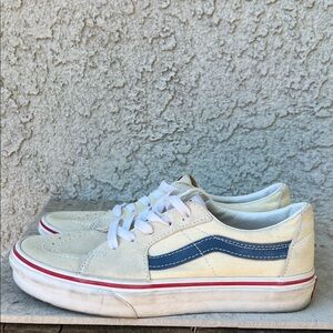 Vans Colorblock Cream and Navy Sneakers Shoes Casual Retro Low Skater Womens 6.5